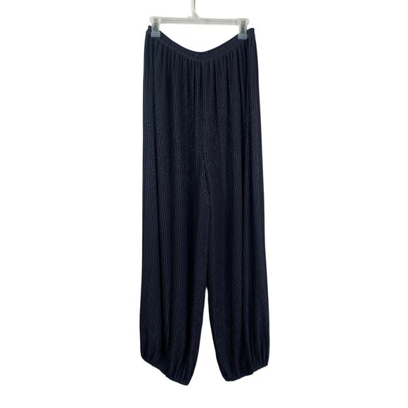 Vtg Black Accordion Pleat High Waist Lagenlook Balloon Pants M/L - Picture 1 of 5